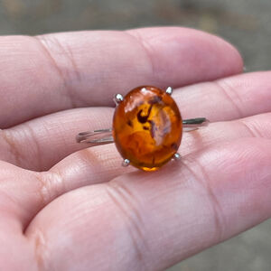 NWT Natural Amber Ring in 925 Sterling Silver Size 6.5